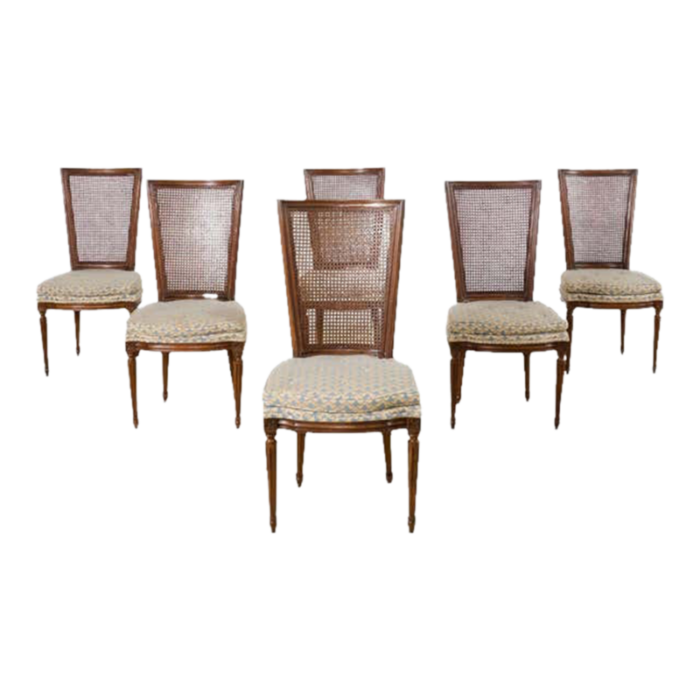 set of six french louis xvi style cane dining chairs 4330