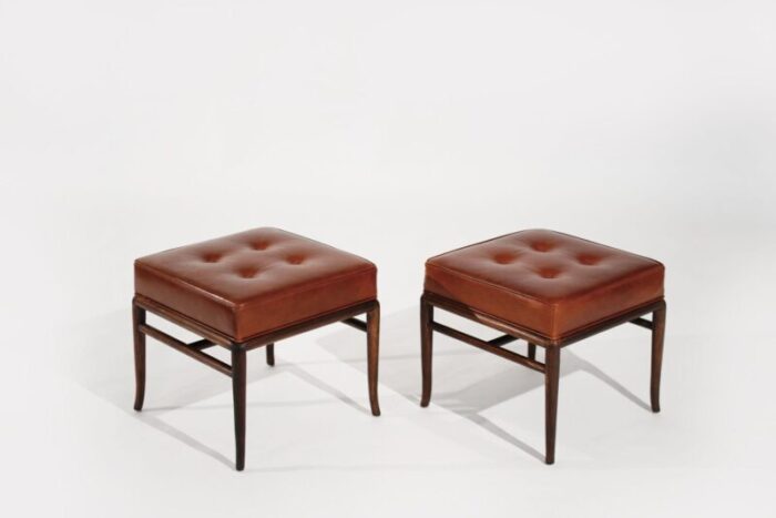 set of stools by th robsjohn gibbings in cognac leather c 1950s 2328