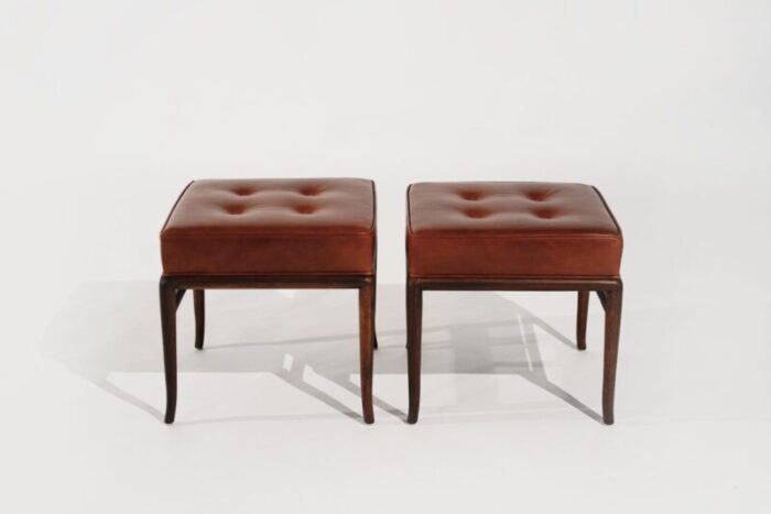 set of stools by th robsjohn gibbings in cognac leather c 1950s 5083