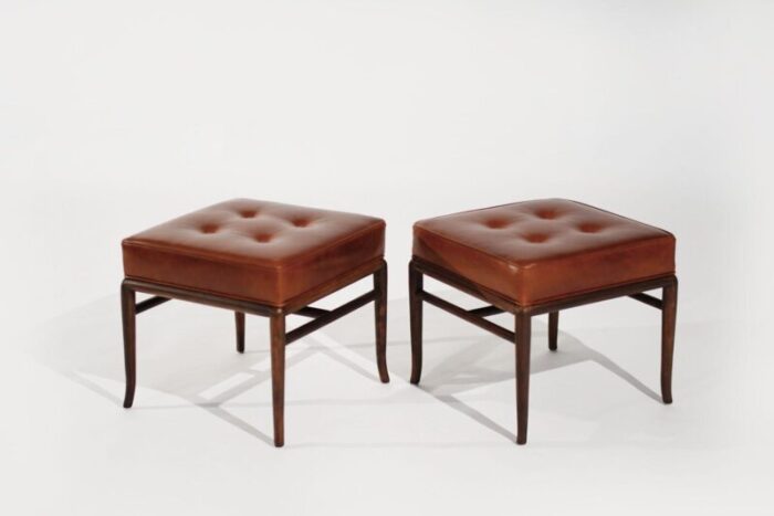 set of stools by th robsjohn gibbings in cognac leather c 1950s 5933