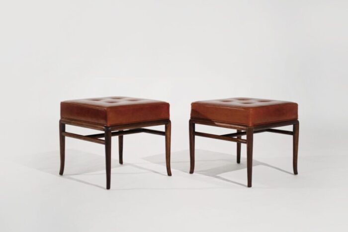 set of stools by th robsjohn gibbings in cognac leather c 1950s 7515