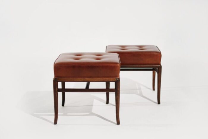 set of stools by th robsjohn gibbings in cognac leather c 1950s 9004