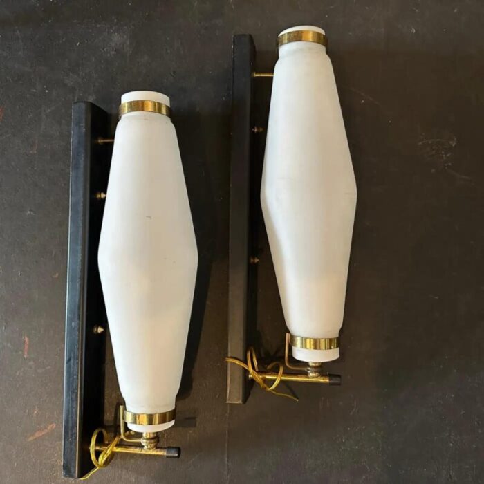 set of two 1950s stilnovo style mid century modern italian wall sconces 5938