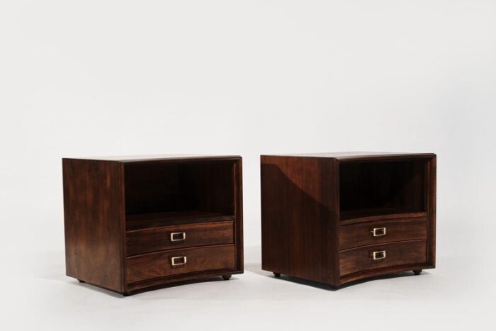 set of walnut concave bedside tables by paul frankl c 1950s 1049