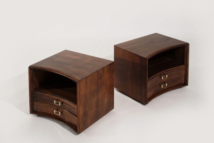 set of walnut concave bedside tables by paul frankl c 1950s 1353