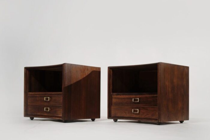 set of walnut concave bedside tables by paul frankl c 1950s 3514