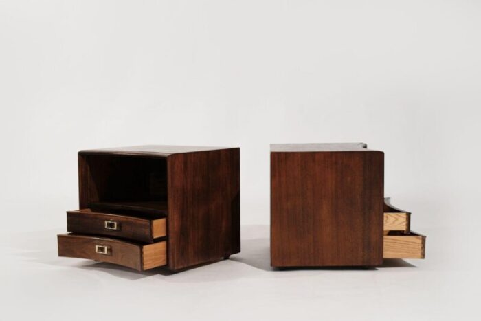 set of walnut concave bedside tables by paul frankl c 1950s 3523