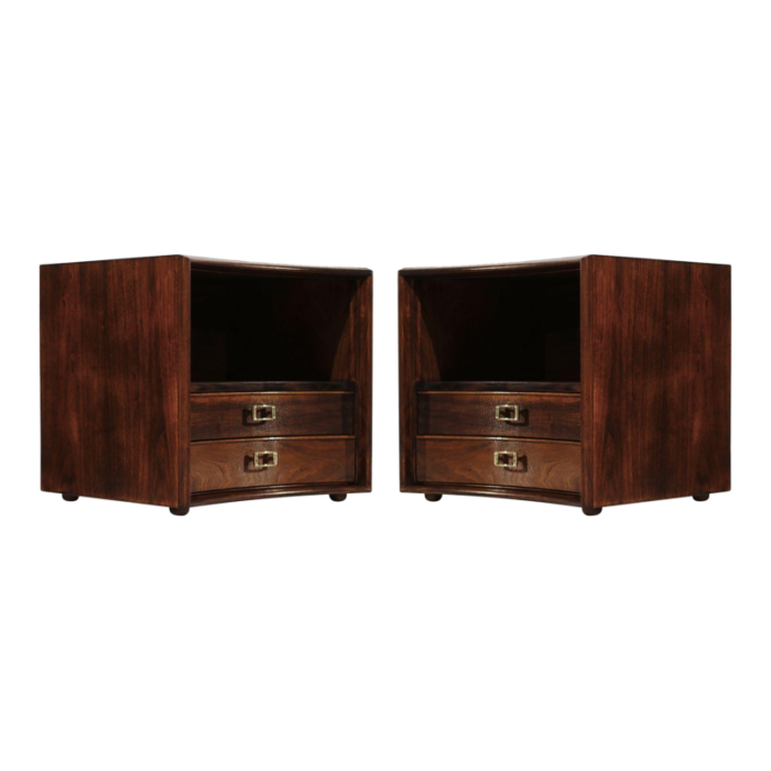 set of walnut concave bedside tables by paul frankl c 1950s 9680