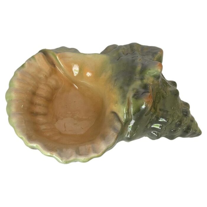 shell ashtray in green ceramic 1960s 1