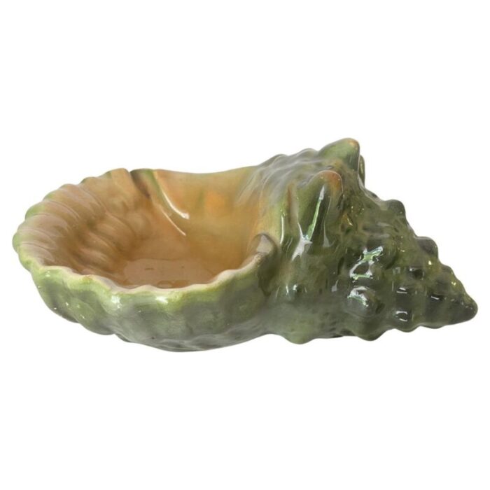 shell ashtray in green ceramic 1960s 2