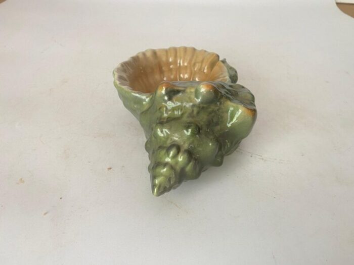 shell ashtray in green ceramic 1960s 6