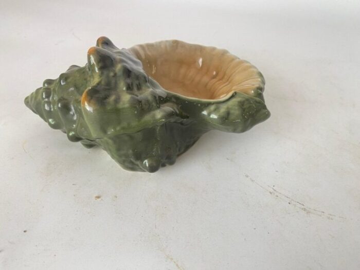 shell ashtray in green ceramic 1960s 8