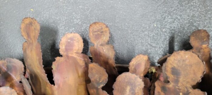 signed copper people wall sculpture 1977 7630