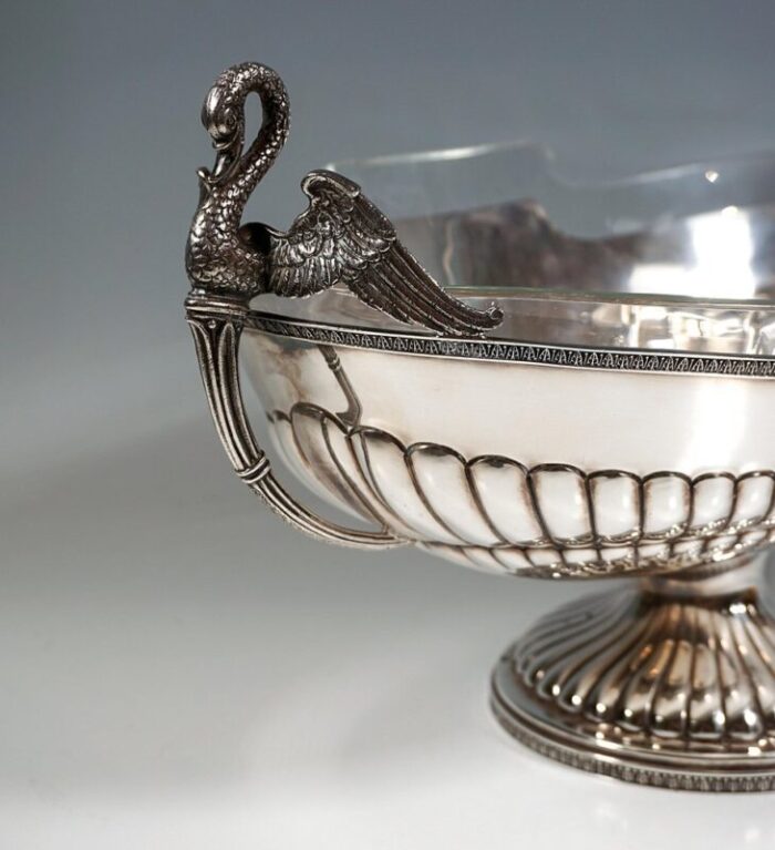 silver jardiniere with swan busts and glass inlay from pietrasanta c italy 1950 4