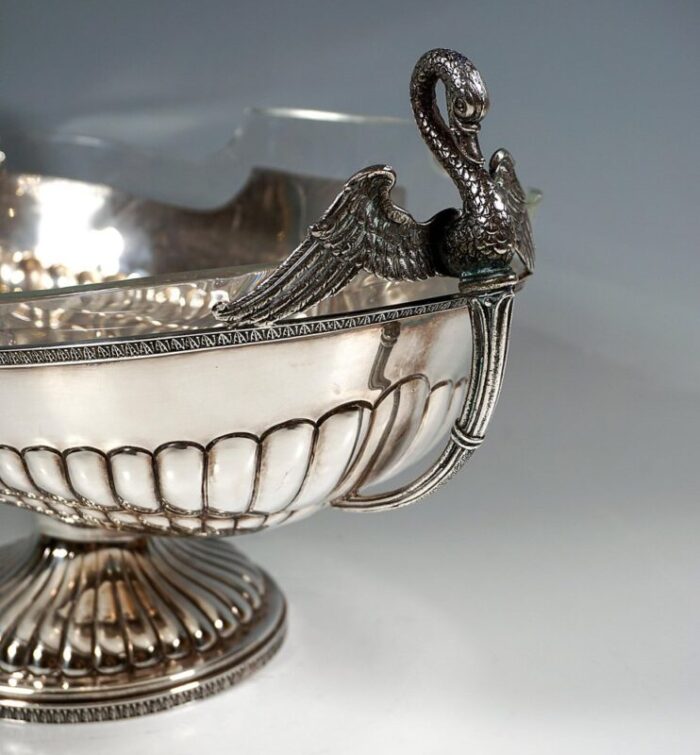 silver jardiniere with swan busts and glass inlay from pietrasanta c italy 1950 5