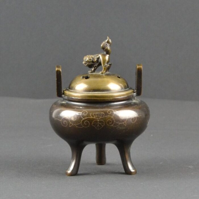 small antique japanese incense burner in bronze 1890s 1