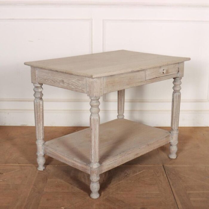 small bleached oak drapers table 1890s 7256