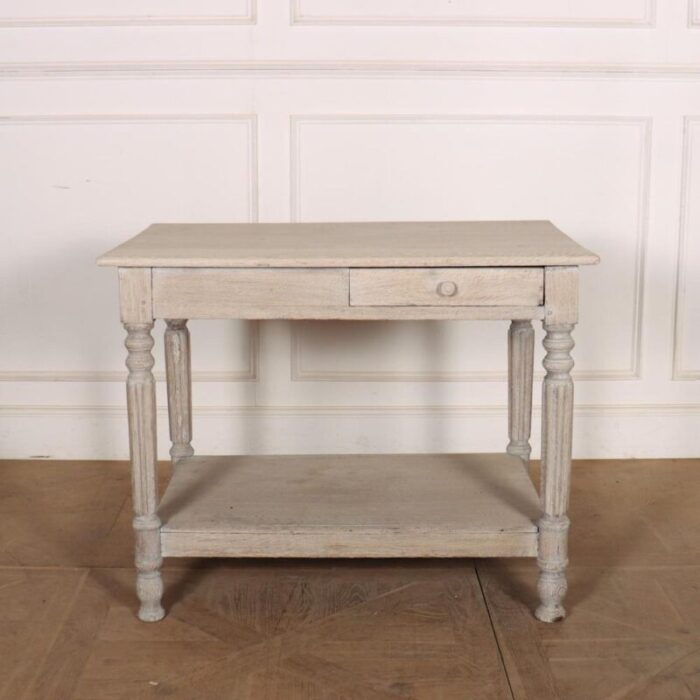 small bleached oak drapers table 1890s 7562