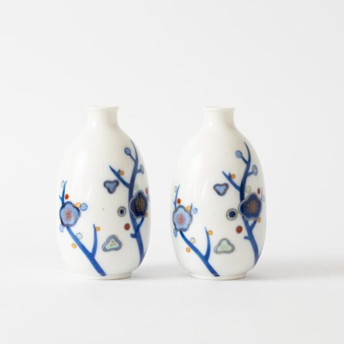 small japanese porcelain vases from koransha 1960s set of 2 1