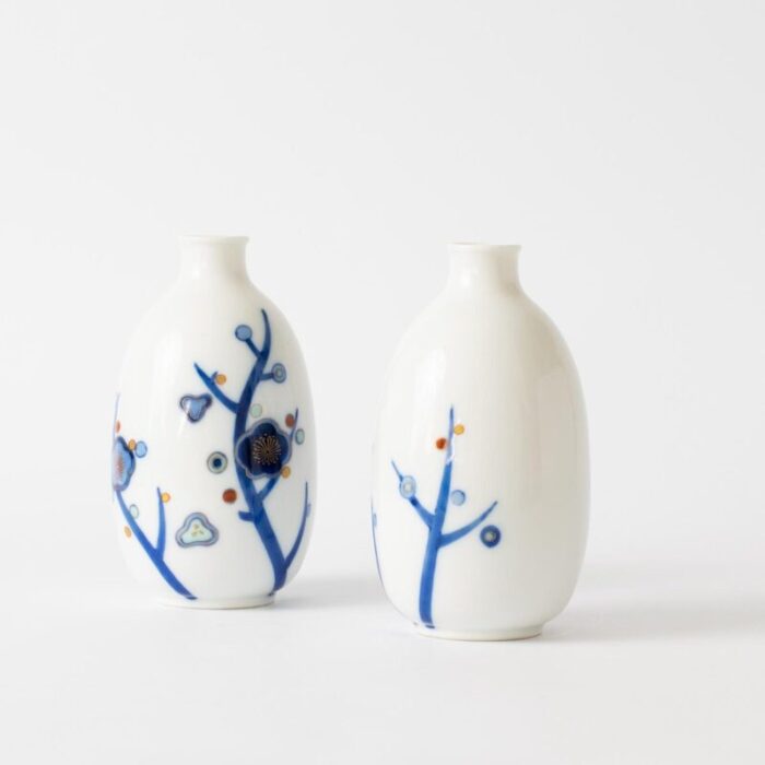 small japanese porcelain vases from koransha 1960s set of 2 4