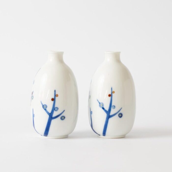 small japanese porcelain vases from koransha 1960s set of 2 5