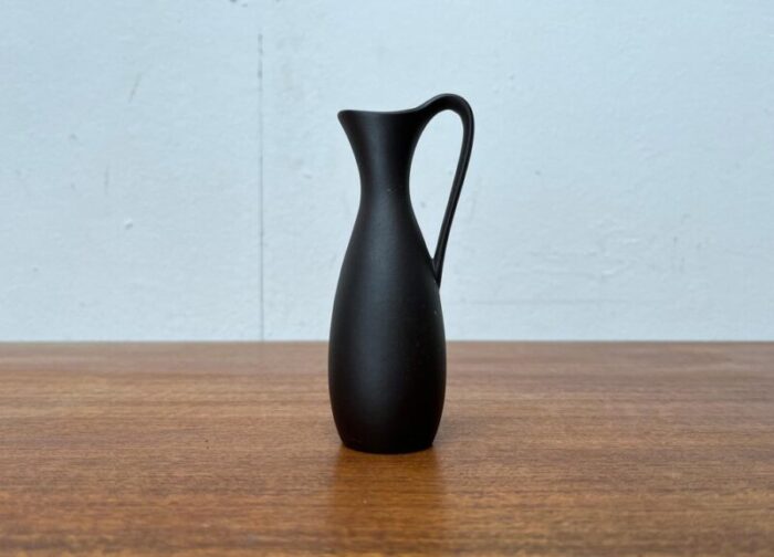 small mid century minimalist wormser terra sigillata pottery carafe vase germany 1960s 10