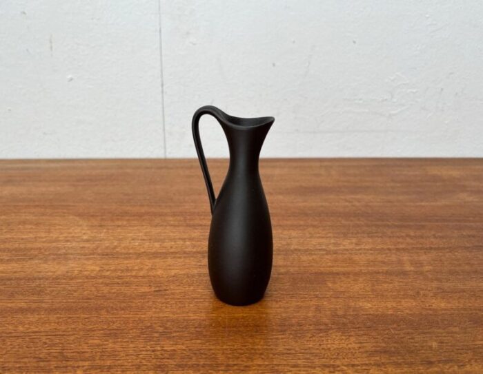 small mid century minimalist wormser terra sigillata pottery carafe vase germany 1960s 4