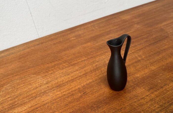 small mid century minimalist wormser terra sigillata pottery carafe vase germany 1960s 6