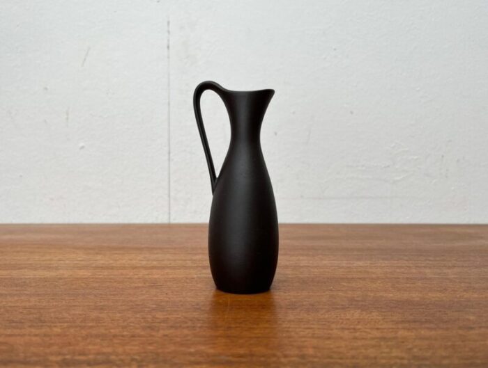 small mid century minimalist wormser terra sigillata pottery carafe vase germany 1960s 7