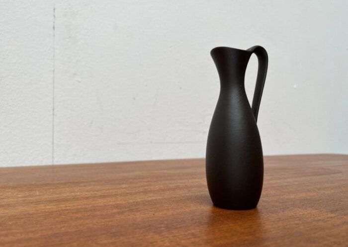 small mid century minimalist wormser terra sigillata pottery carafe vase germany 1960s 8