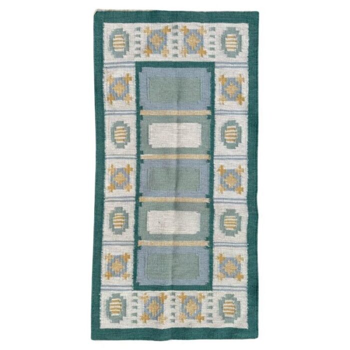 small scandinavian flat woven rug 1960s 1