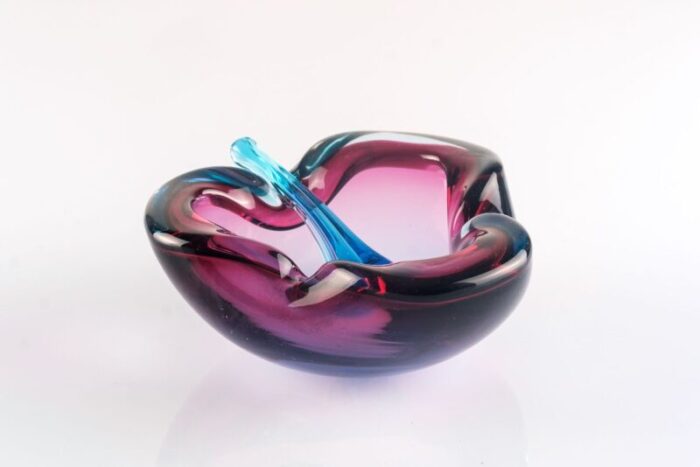 sommerso murano glass ashtray with temper by flavio poli for seguso italy 1