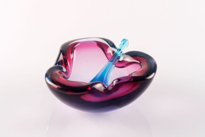 sommerso murano glass ashtray with temper by flavio poli for seguso italy 3