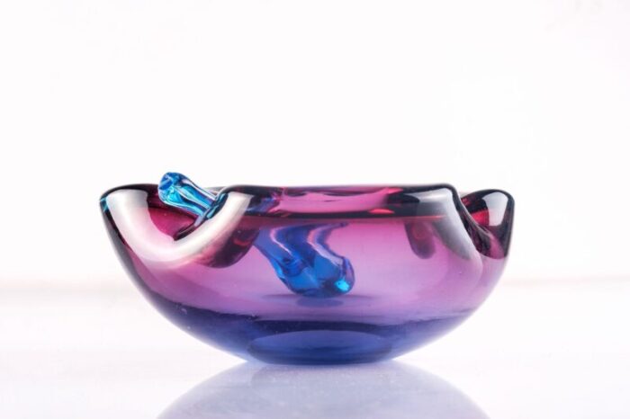 sommerso murano glass ashtray with temper by flavio poli for seguso italy 4