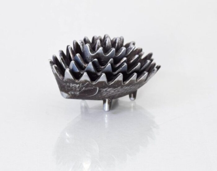 stackable peltre hedgehog ashtrays attributed to walter bosse 1950s set of 4 5