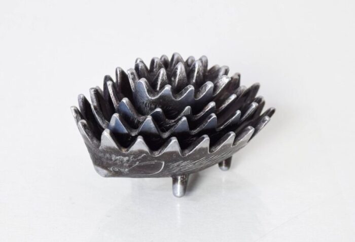 stackable peltre hedgehog ashtrays attributed to walter bosse 1950s set of 4 7