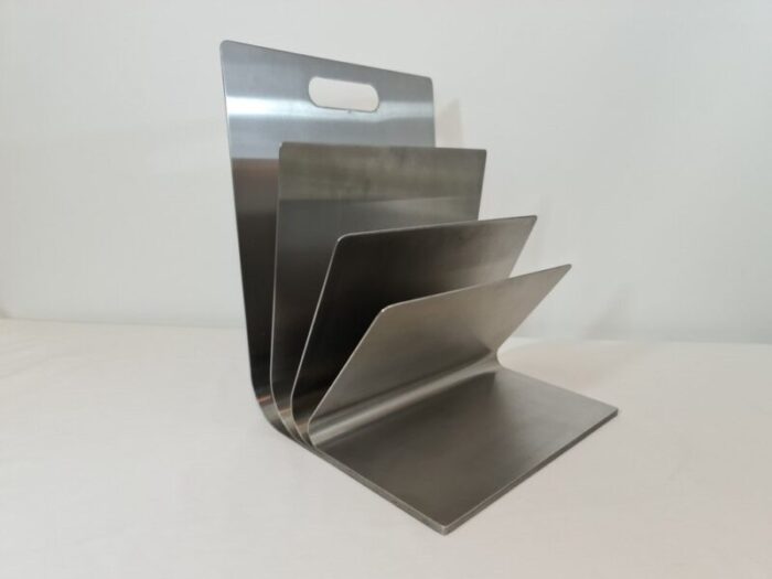 stainless steel magazine rack by xavier feal for inux industrie 1970s 1