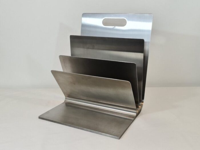 stainless steel magazine rack by xavier feal for inux industrie 1970s 3