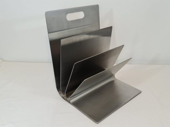 stainless steel magazine rack by xavier feal for inux industrie 1970s 5