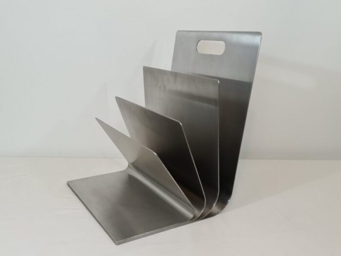 stainless steel magazine rack by xavier feal for inux industrie 1970s 7