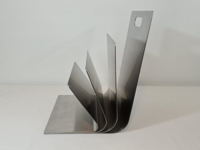 stainless steel magazine rack by xavier feal for inux industrie 1970s 8