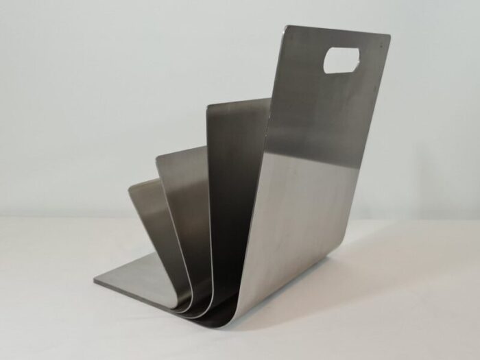 stainless steel magazine rack by xavier feal for inux industrie 1970s 9