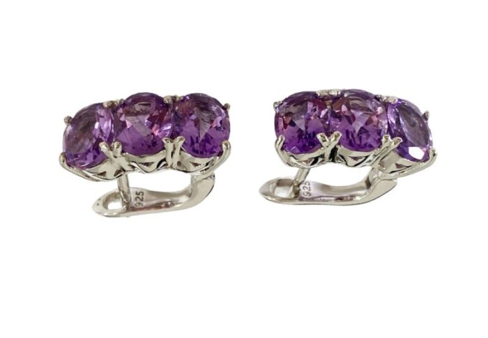 sterling silver earrings with oval brazilian amethyst 0744