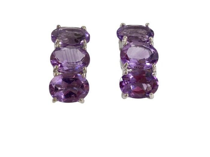 sterling silver earrings with oval brazilian amethyst 1962