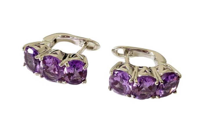 sterling silver earrings with oval brazilian amethyst 3896