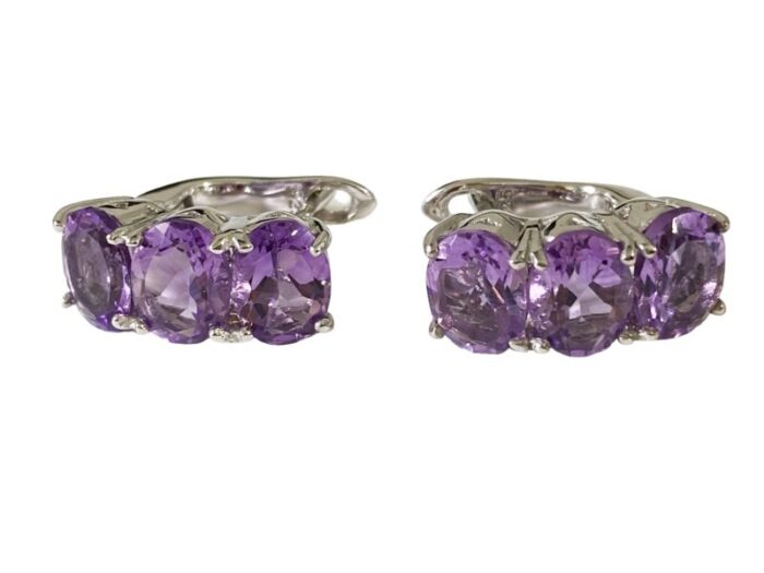 sterling silver earrings with oval brazilian amethyst 4279