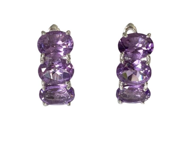 sterling silver earrings with oval brazilian amethyst 8671