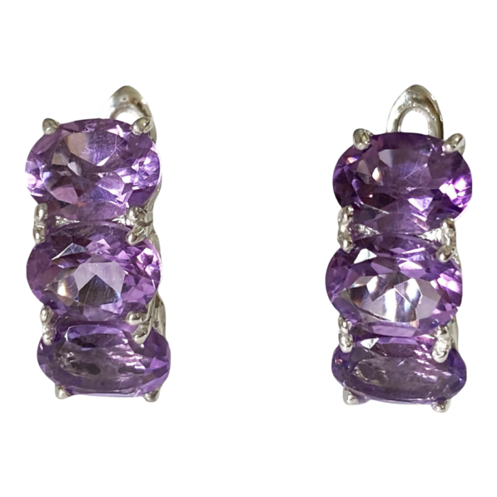 sterling silver earrings with oval brazilian amethyst 9589