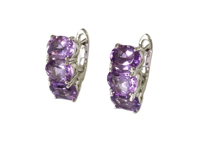 sterling silver earrings with oval brazilian amethyst 9725