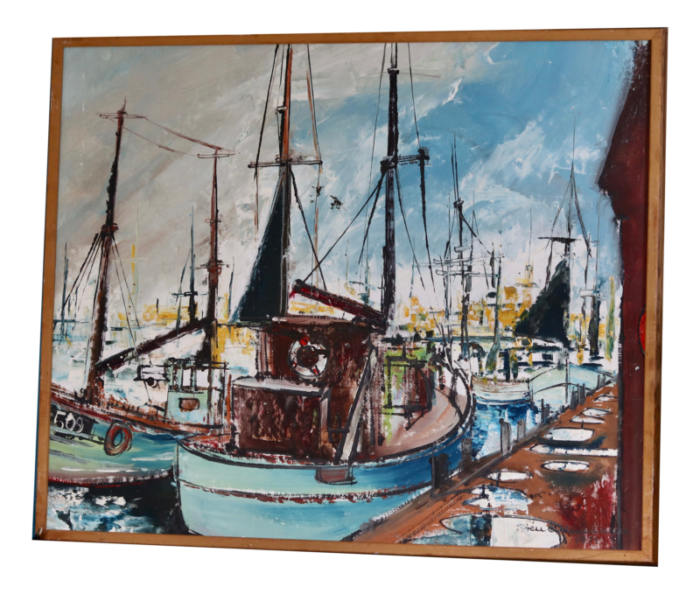 steu marina 1971 oil on canvas framed 4588